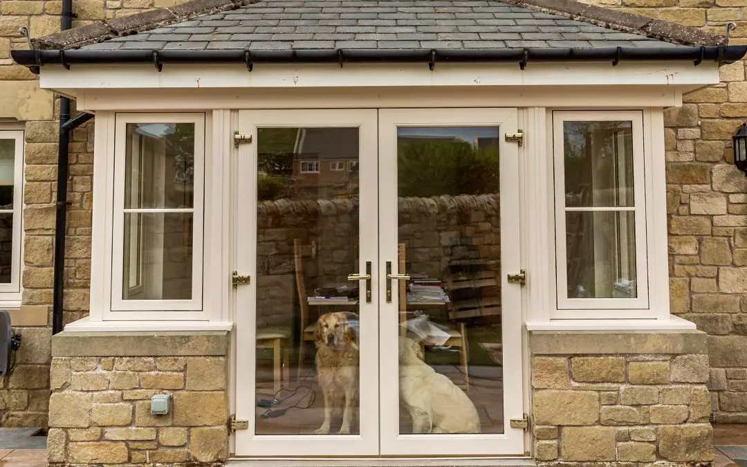 Exterior French doors fitted by Hawthorns Windows